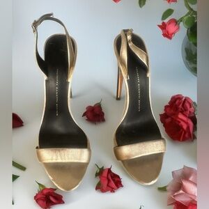 Giuseppe Zanotti Metallic Gold Open-Toe Stiletto Sandals size 38.5